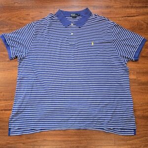 Polo Ralph Lauren Men's Stripes Polo Shirt Size 5XLBIG Blue